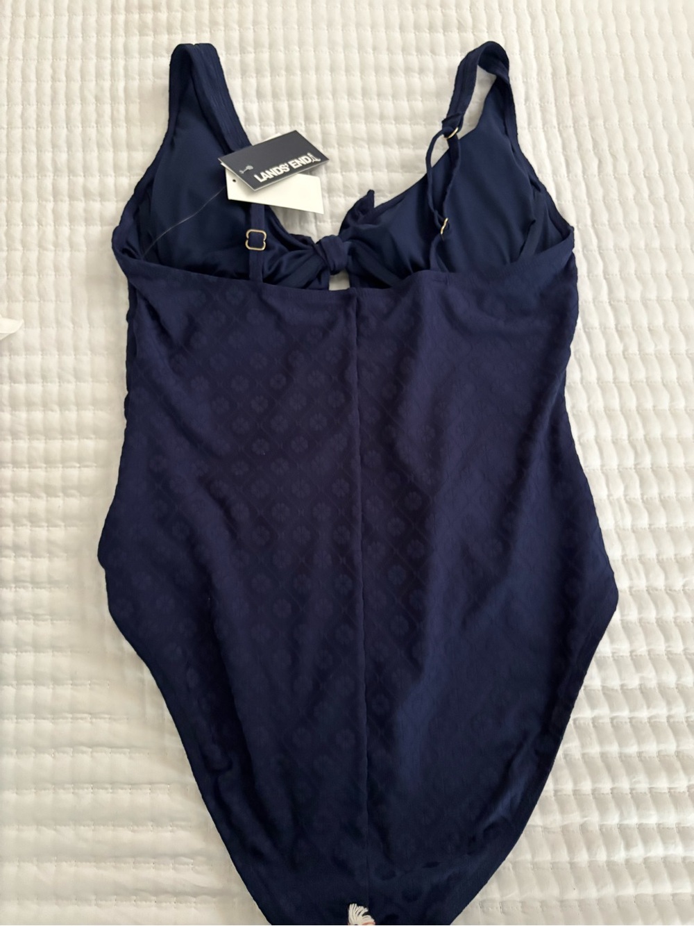 Lands' End Dark Navy One-Piece Swimsuit with Front Knot - Picture 3 of 7